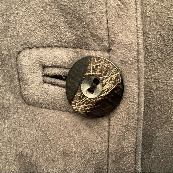 Pellacci Made in USA Charcoal Gray European Sheepskin Coat, Sable Mink Trim - Picture 16 of 16